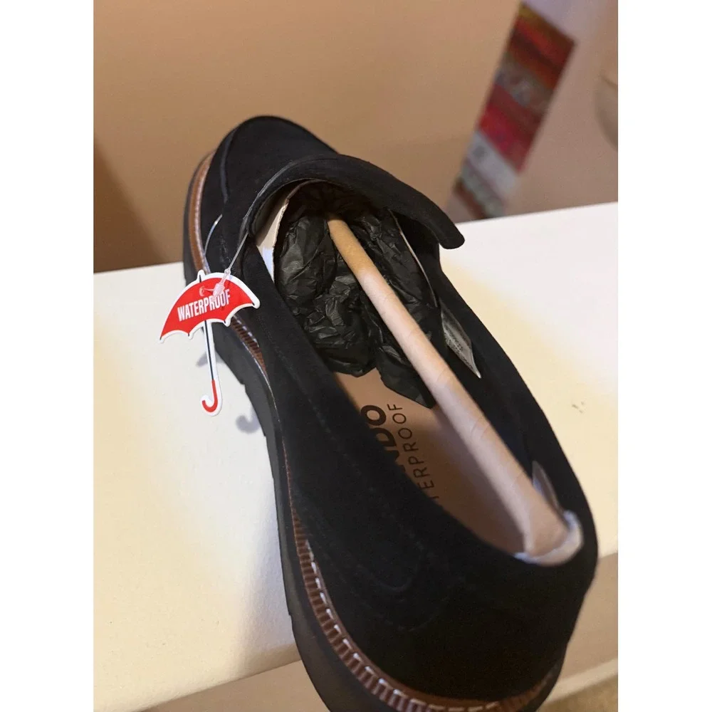 New Blondo Black Waterproof Suede Penny Loafers Comfort Slip-On Shoes Preppy 9.